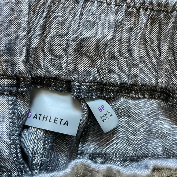 Athleta Linen Drawstring Pants Heathered Gray Size 8 Petite - Picture 3 of 7